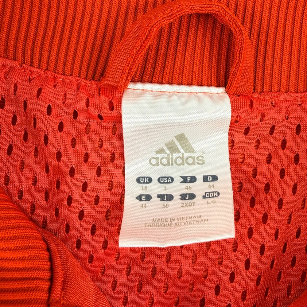 Adidas Red Orange Track Jacket with White Stripes - Picture 6 of 11